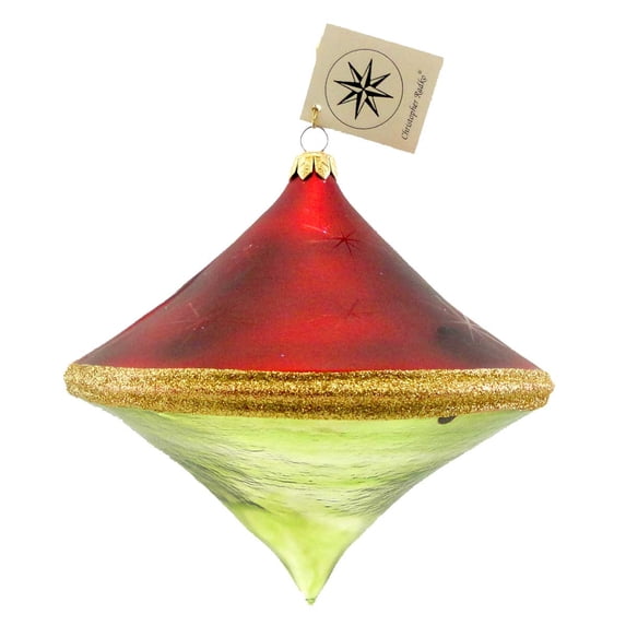 5.50In Starship, Glass, Ornament Spin Top Christmas 961130