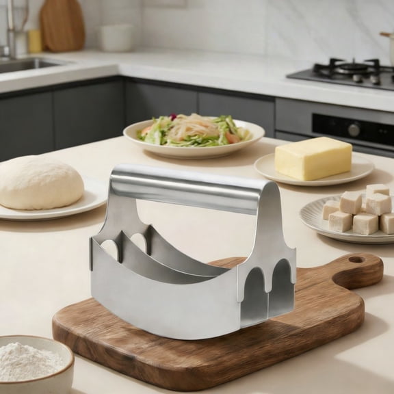 5.51 Inch Stainless Steel Mezzaluna Chopper, Double Blade Vegetable & Fruit Cutter, Ergonomic Handle Kitchen Herb Slicer