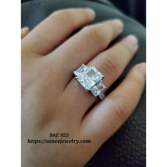 5.51 Total Carat Weight Radiant Cut Wedding Engagement Ring Diamond Simulated 925 Sterling Silver Anniversary Ring SKU:00220