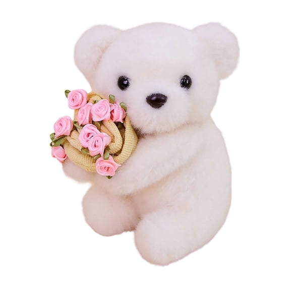 5.51Inch Bear Holding Bouquet Stuffed Animals Plush Toys, Kawaii Soft Plush Doll, Perfect Birthday Christmas Valentines Easter Holiday Gifts, Easter Basket Stuffers
