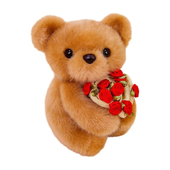 5.51Inch Bear Holding Bouquet Stuffed Animals Plush Toys, Kawaii Soft Plush Doll, Perfect Birthday Christmas Valentines Easter Holiday Gifts, Easter Basket Stuffers