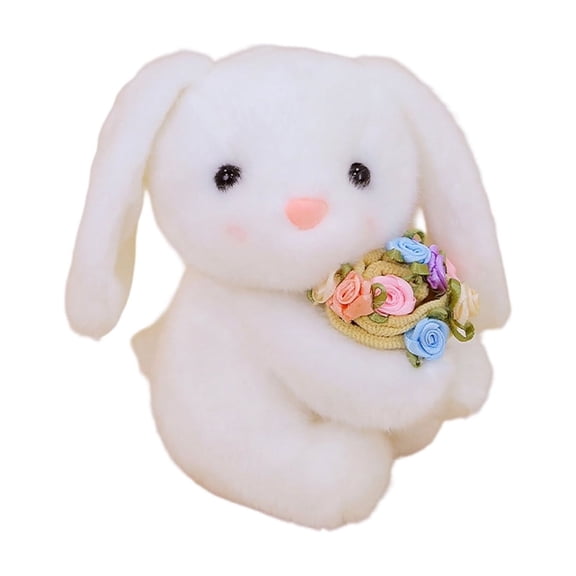 5.51Inch Bunny Holding Bouquet Stuffed Animals Plush Toys, Kawaii Soft Plush Doll, Perfect Birthday Christmas Valentines Easter Holiday Gifts, Easter Basket Stuffers