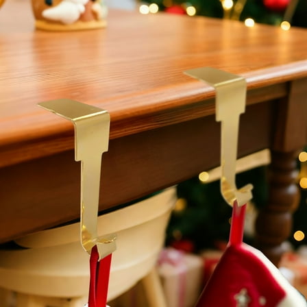 5.51x2.36x0.98in Christmas Stocking Hooks Metal Hanger Desktop Cabinet Side Hooks for Home Decor Holiday Gift Indoor