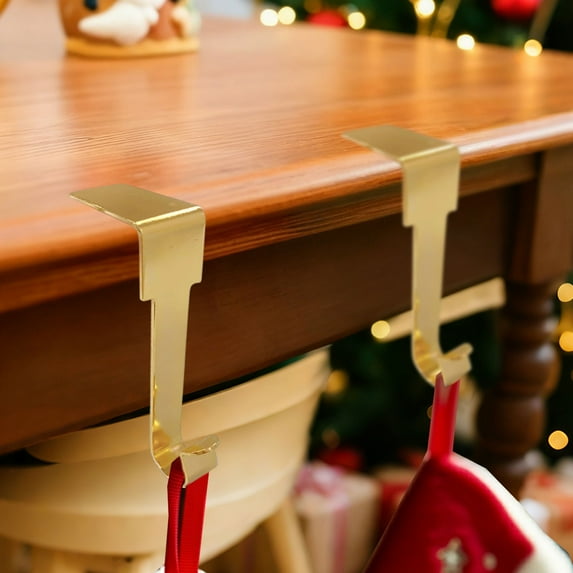 5.51x2.36x0.98in Christmas Stocking Hooks Metal Hanger Desktop Cabinet Side Hooks for Home Decor Holiday Gift Indoor
