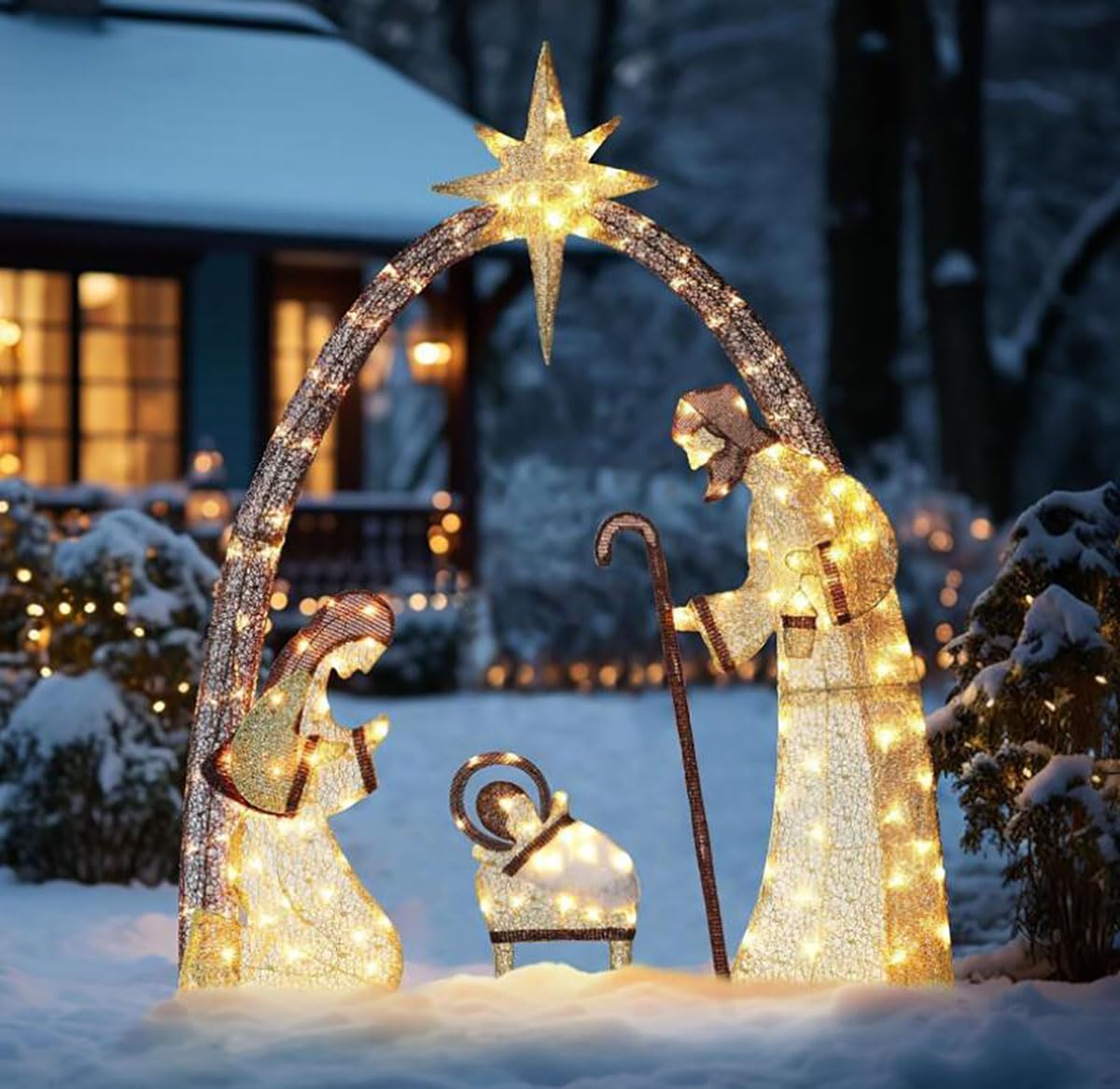 5.5FT Christmas Outdoor Lighted Nativity Scene, Outdoor Nativity Scene