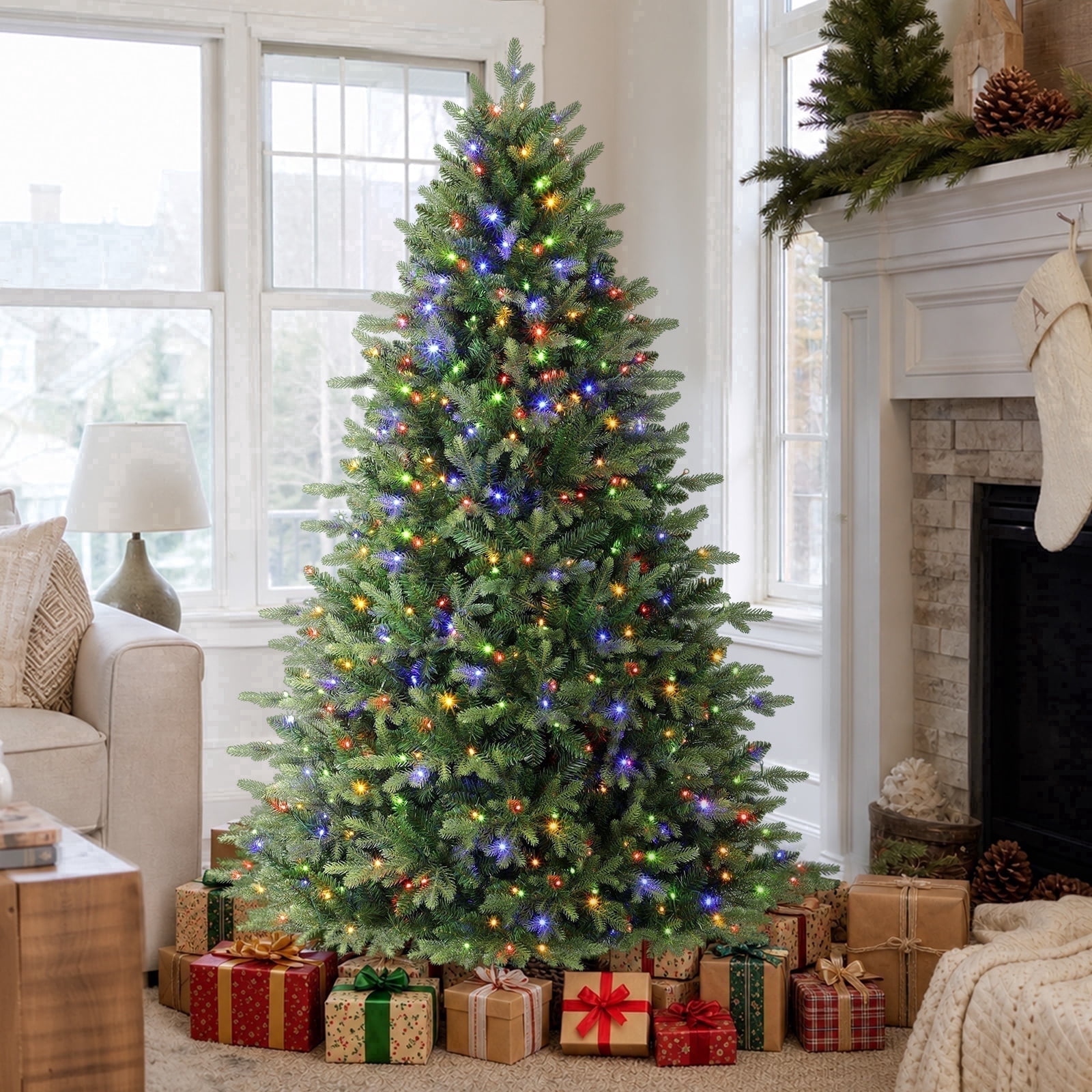 Lolsea 5 5ft Prelit Noble Fir Artificial Christmas Tree With Remote lolsea-5-5ft-prelit-noble-fir-artificial-christmas-tree-with-remote
