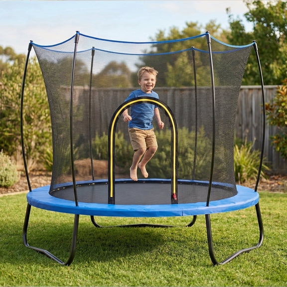 4.5FT Trampoline with Safety Enclosure for Kids, SEGMART Toddler Trampoline with Basketball Hoop, Kids Trampoline with Jumping Mat, Mini Trampoline, Indoor Trampoline, Gifts for Boys Girls, 110LBS