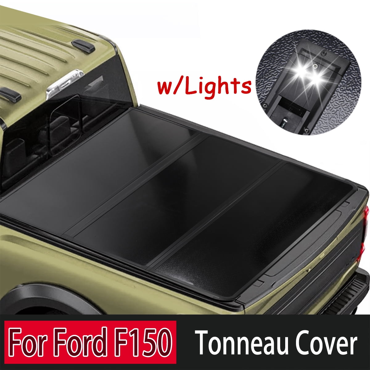 6.5FT 4-Fold Fiberglass Hard Tonneau Cover For 2015-2024 Ford F150 Truck Bed