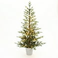 thumbnail image 1 of 5.5Ft Pre-Lit Green Artificial Fir Christmas Tree with Round Planter Pot, 1 of 10