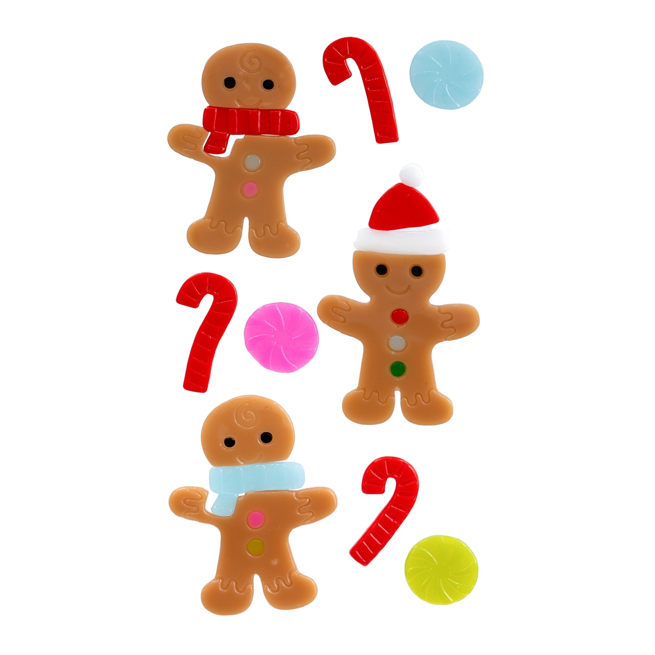 Gingerbread and Candy Cane Christmas Window Gel Clings, Multicolor, 5.5" x 12", by Holiday Time