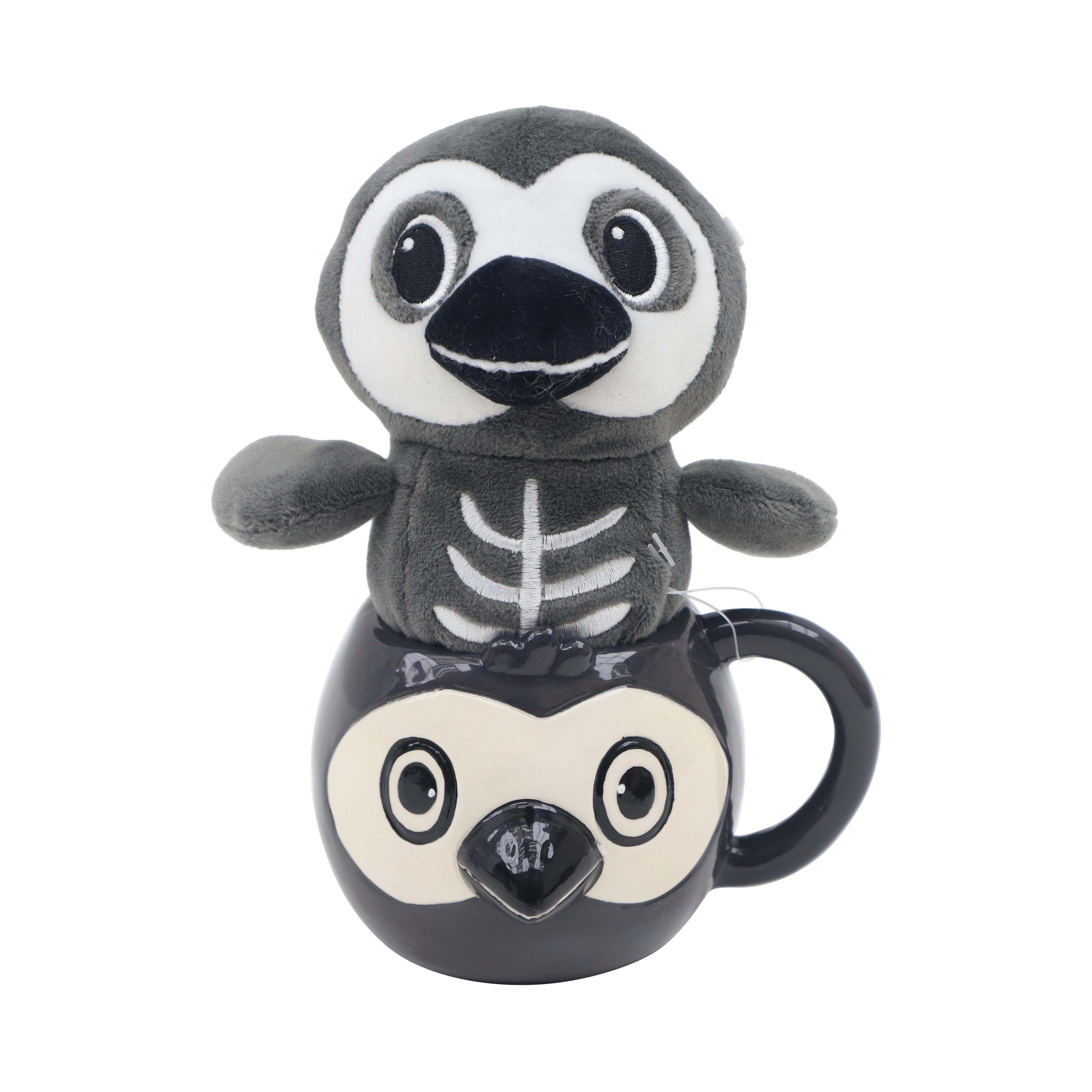 Halloween Raven Skeleton Plush with Mug, 6.5 in, by Way To Celebrate