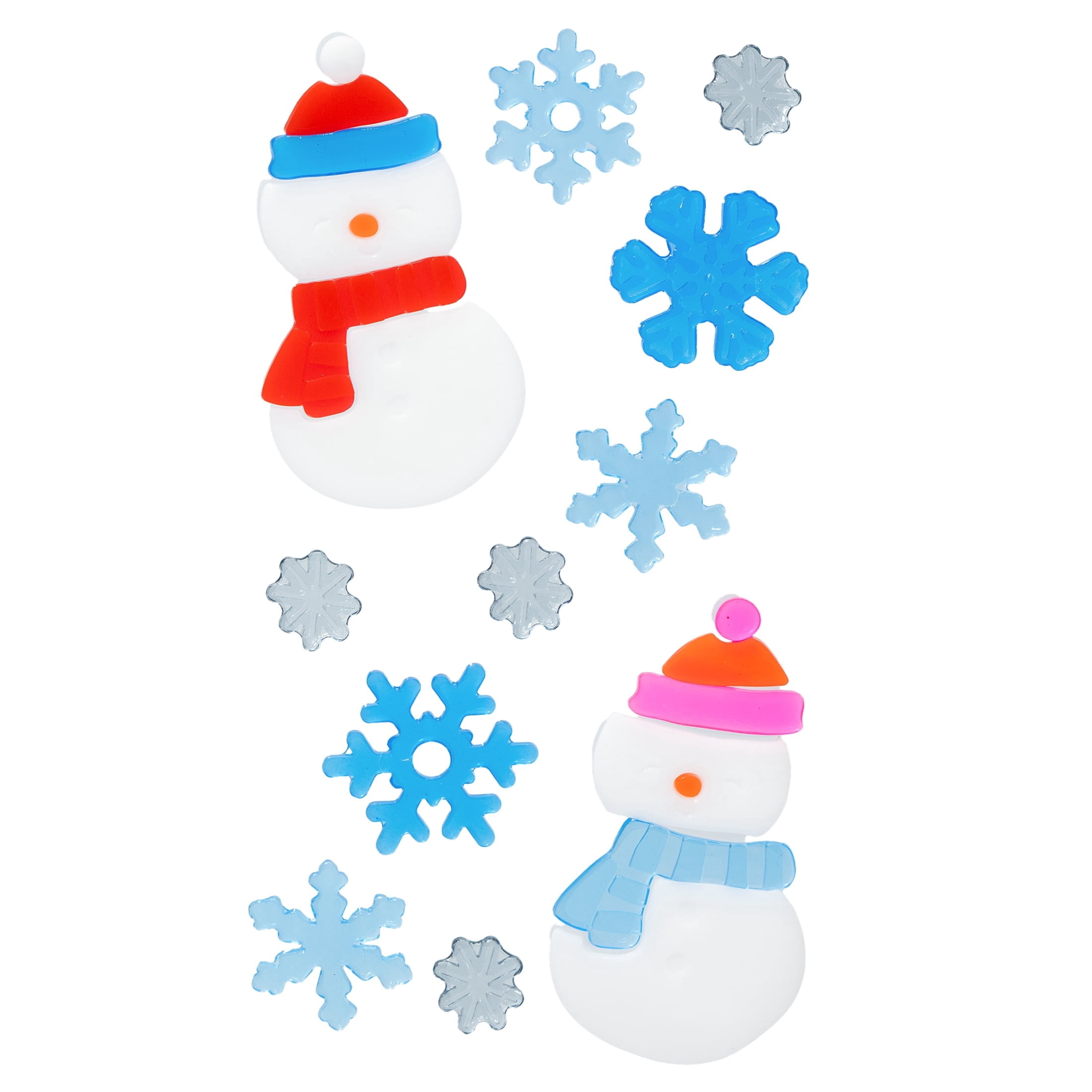 Snowman and Snowflake Christmas Window Gel Clings, Multicolor, 5.5" x 12", by Holiday Time