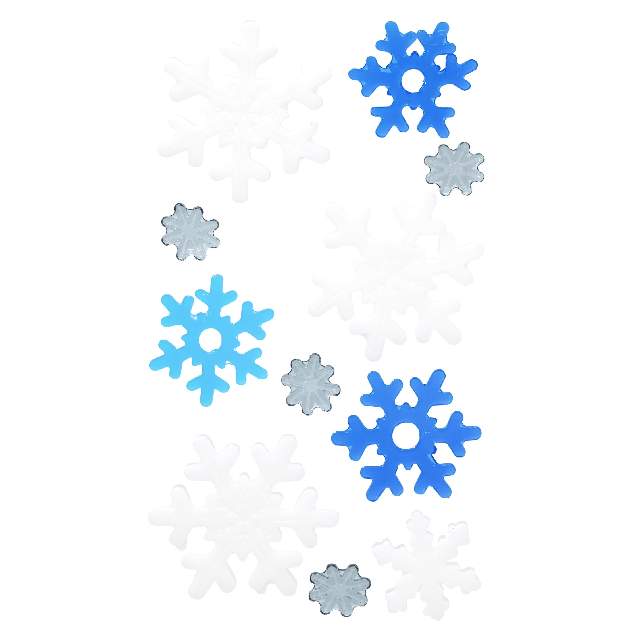 Snowflake Christmas Window Gel Clings, Blue and White, 5.5" x 11.8", by Holiday Time