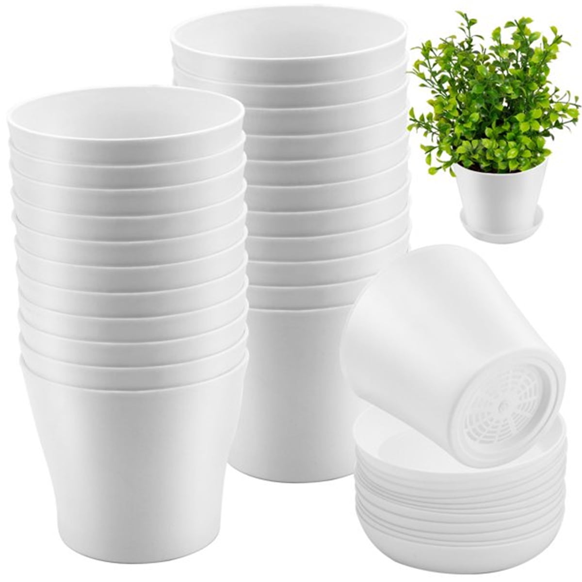 5.5Inch Nursery Pots, 16Packs Plastic Pots with Drainage Hole, Plant ...