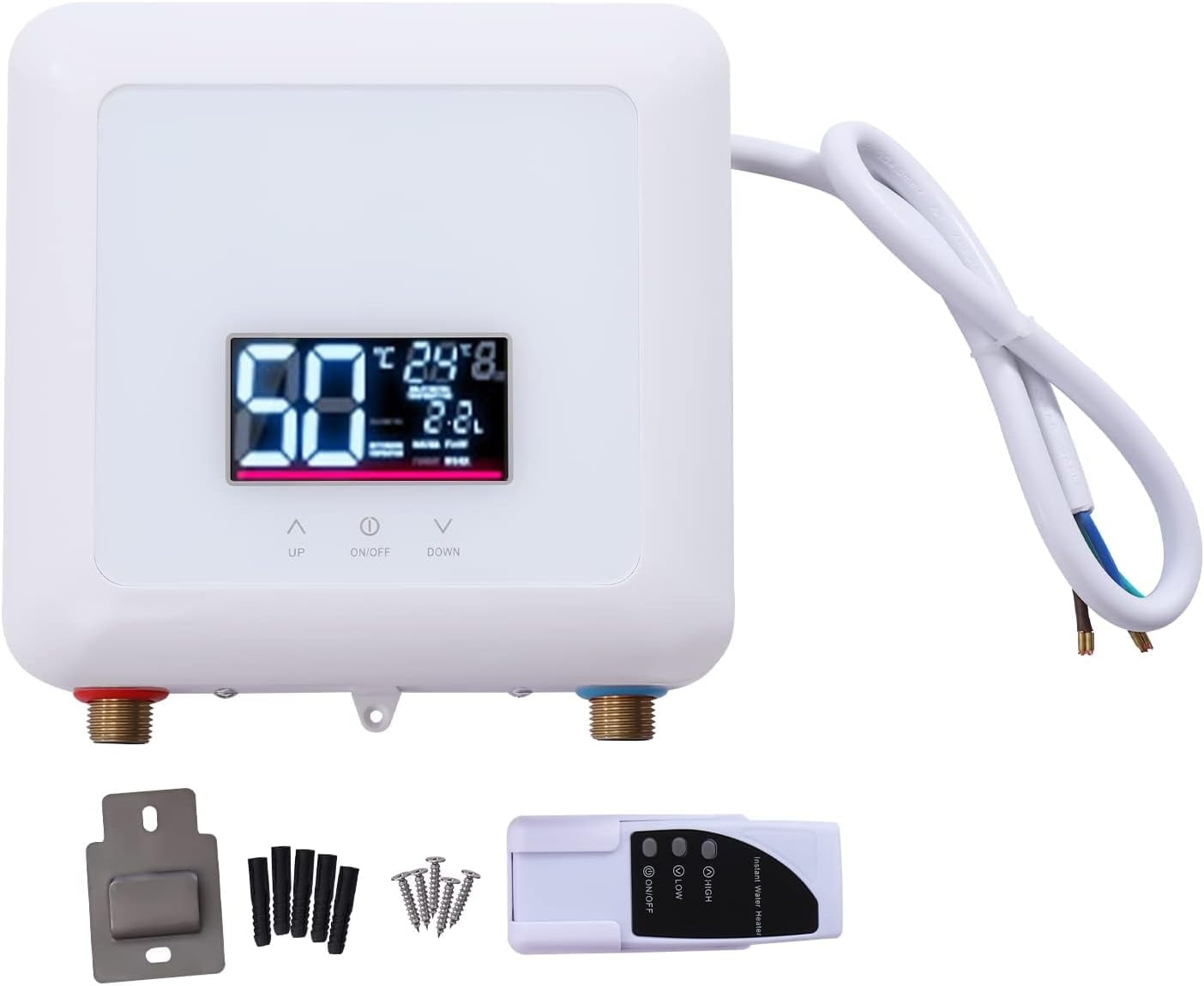 5.5KW Electric Tankless Instant Hot Water Heater for Bathroom Kitchen, Compact Digital Display Hot Water Heater with Remote Control