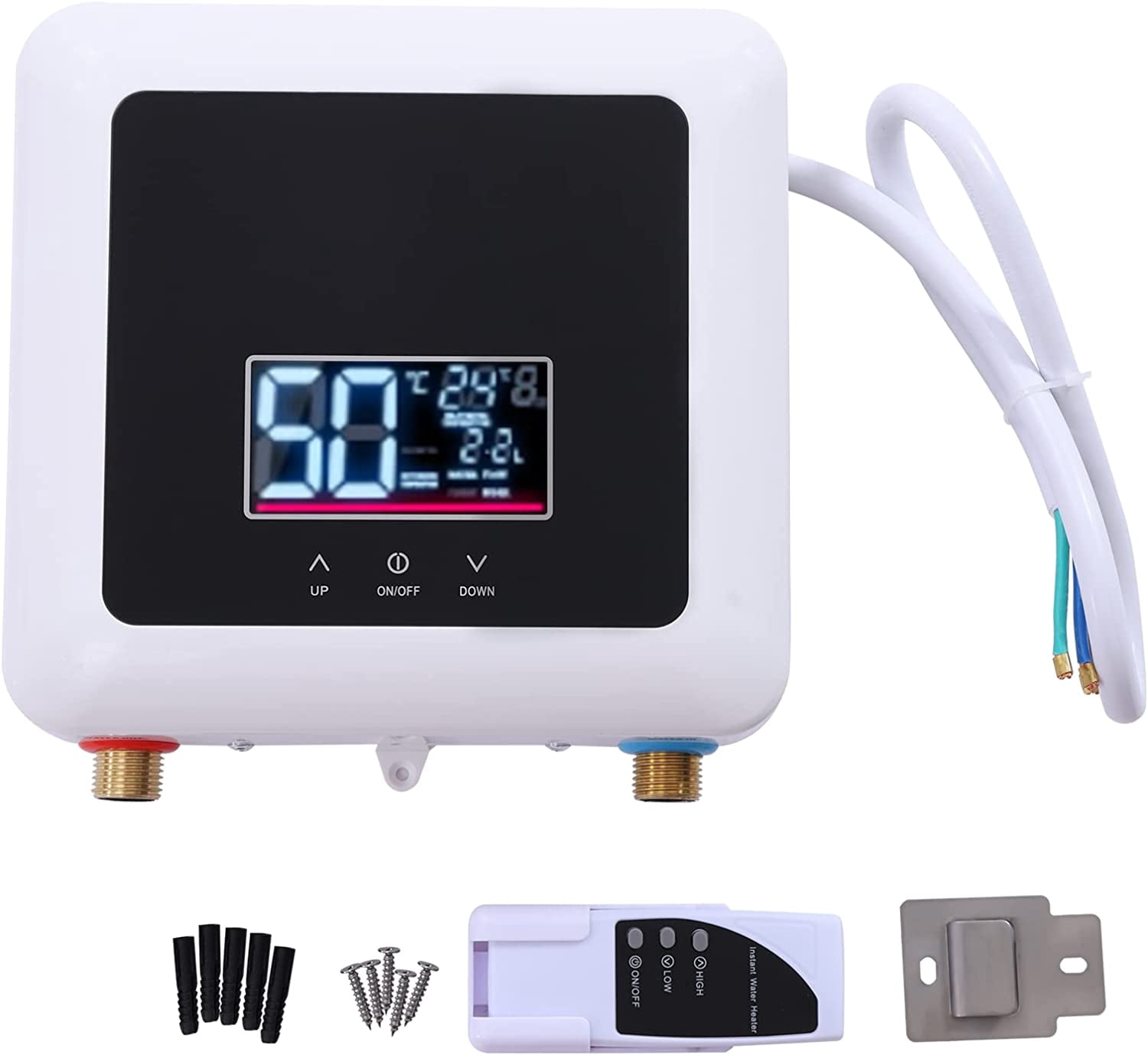 5.5KW Electric Tankless Instant Hot Water Heater for Bathroom Kitchen, Compact Digital Display Hot Water Heater with Remote Control