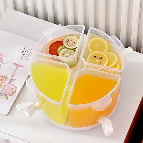 4-Grid Rotatable Beverage Dispenser With Stand - 1.5 Gallon, 360° Spin, With Spigot For Parties