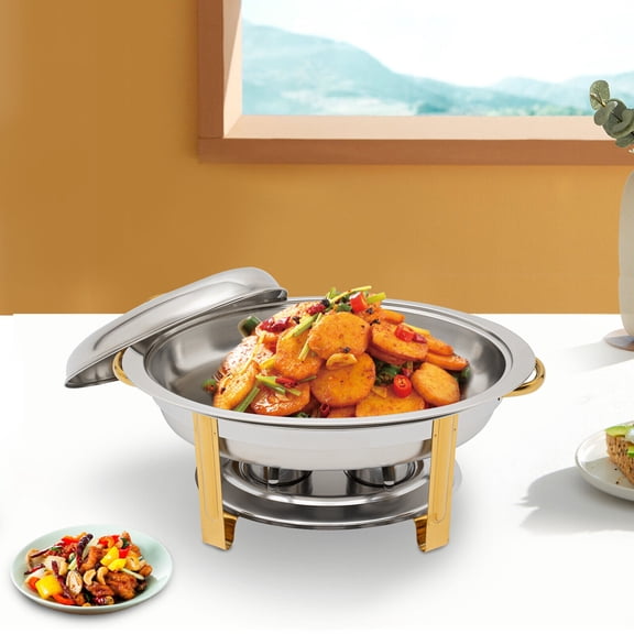 5.5L Stainless Steel Chafer Buffet Chafing Dish Catering Pans Food Warmer Gold