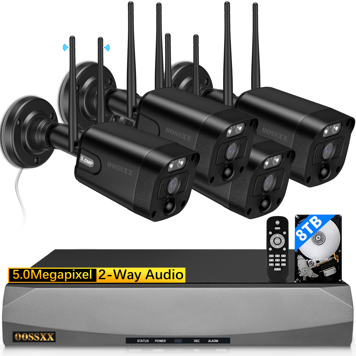 {5.5MP 2Antennas Enchance Signal} 2Way Audio PIR Detection Outdoor Security Camera System