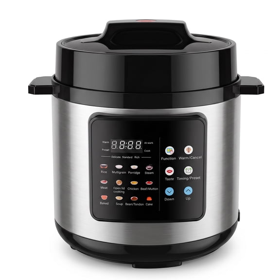 5.5QT Electric Pressure Cooker, 16-in-1 Multi Cooker Rice Cooker Slow Cooker Sauté Steamer, Stainless Steel, White