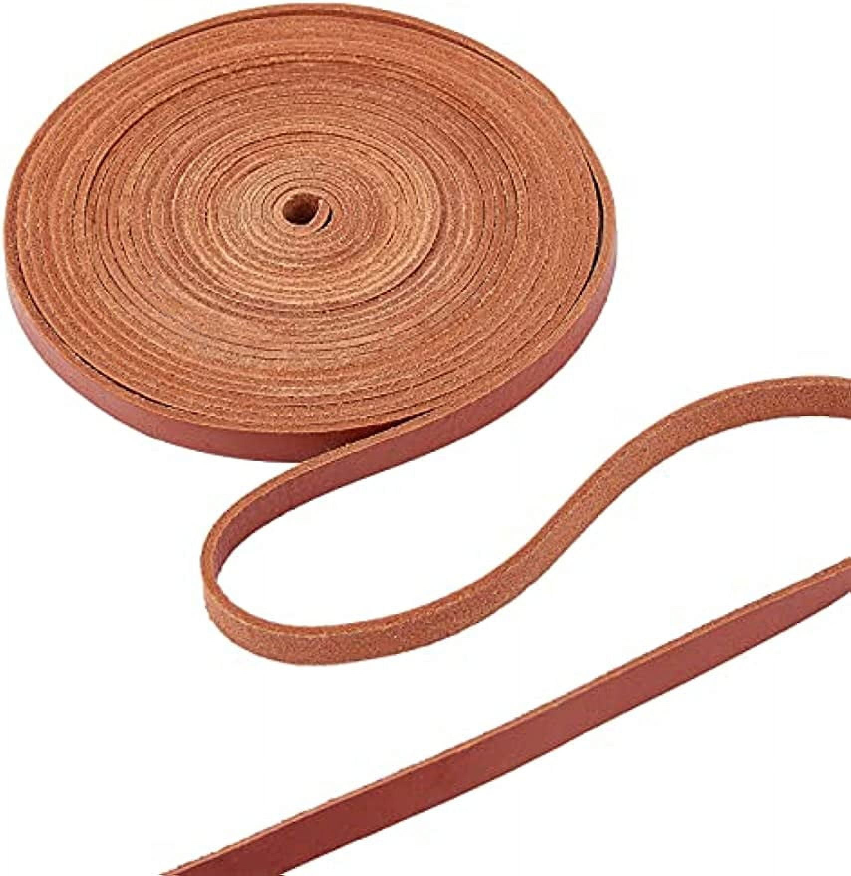 5.5Yds 8mm Flat Genuine Leather Cord Natural Leather String Lace Strips ...