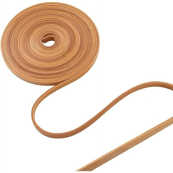 5.5Yds Flat Genuine Leather Cord 0.31" Wide Cowhide Leather Cord Belt Wrap 0.12" Thick Single Sided Leather String Roll