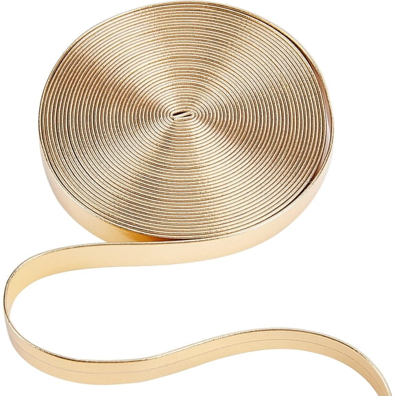 5.5Yds Long Metallic Leather Strips 0.4" Wide Flat Glossy Pu Leather Strap Shiny Leather Lace Stripper Beading String Ribbon Craft Double Sided Leather Supplies Cord for Pillow for DIY