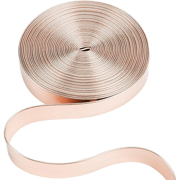 5.5Yds Metallic Leather Strips 0.6" Wide Shiny Leather Strap Rope String Lace Stripper Rose Gold Flat Beading String Craft Double Sided Leather Cord for Neckacle Jewelry Belting colorful