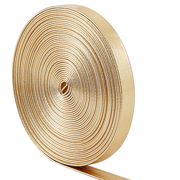 5.5Yds x 0.31" Gold Metallic Leather Straps Shiny Flat Leather Cord Glossy Pu Leather Stripper Beading String Ribbon Crafts Double Sided Strips