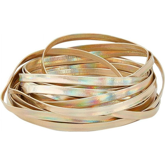 5.5Ydsx0.19"x0.03" Metallic Leather Straps Gold Flat Glossy Pu Leather Strip Shiny Leather Lace Stripper Beading String Ribbon Double Sided Leather Craft Jewelry