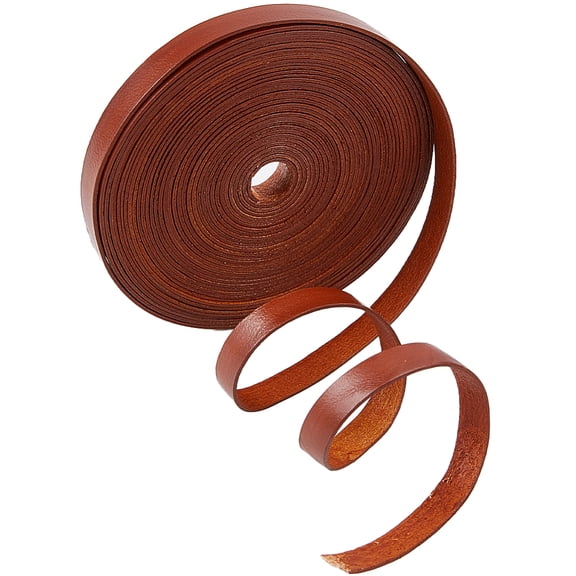 5.5Ydsx0.31"x0.04" Flat Leather Cord Genuine Leather Strip Leather Strap Cowhide String Braiding Thread Rope