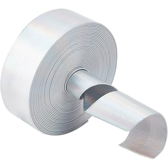 5.5Ydsx0.98 Metallic Leather Straps 0.03inch Thick Silver Flat Glossy Pu Leather Strip Shiny Leather Lace Stripper Beading String Ribbon Double Sided Leather Supplies Faux Cord