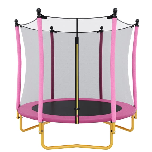 5.5ft Kids Trampoline with Safety Enclosure Net, Indoor & Outdoor Toddler Trampoline with U-Shaped Stable Legs & Foam Padded Poles, Mini Trampoline for Backyard Play