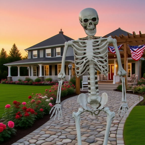 5.5ft Life-Size Posable Skeleton - Realistic Halloween Prop with Hanging Hook & Stand, Adjustable Pose for Haunted House, Graveyard Scene