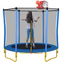 5.5FT Toddler Trampoline with Basketball Hoop, SHINPT Mini Trampoline for Kids, 65" Outdoor/Indoor Trampoline with Enclosure Net, Recreational Trampoline for Patio, Backyard, Garden, Lawn, Yard