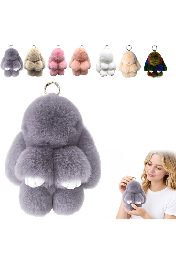 5.5in Handmade Soft Bunny Keychain, Cute Pompom Bag Charm for Keys & Backpacks