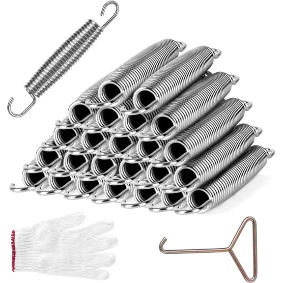 5.5inch/6.5inch/7inchTrampoline Springs Heavy Duty Stainless Steel Replacement Trampoline Replacement Parts, Weather-Resistant, Includes Tool and Gloves, Universal Trampolines Spring Tool
