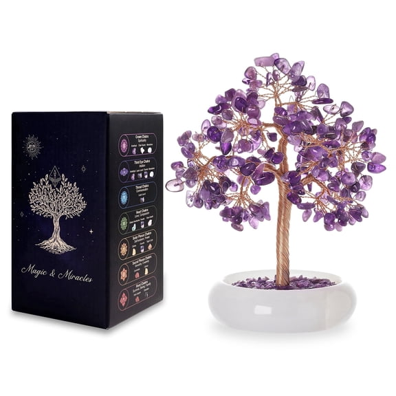Magicmiracles Healing Amethyst Crystal Tree Natural Fengshui Crystal Desk Decor for Office Living Room Meditation Spiritual Healing Gift for Women