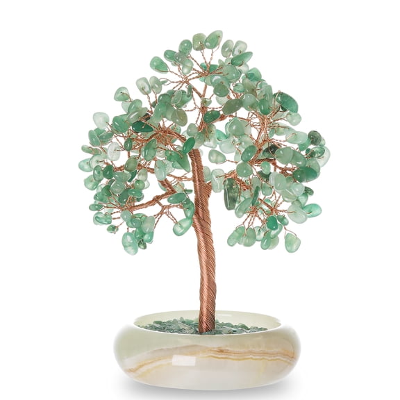 5.5inches Natural Crystal Feng Shui Tree, Healing Gemstone Tree with Aventurine, Handcrafted Crystal Tree Home Decor Table Bonsai for Living Room or Office,Yoga Meditation Birthday Gifts for Women