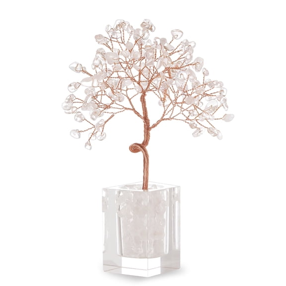 5.5inches Natural Crystal Feng Shui Tree, Healing Gemstone Tree with Clear Quartz, Handcrafted Crystal Tree Home Decor Table Bonsai for Living Room or Office,Yoga Meditation Birthday Gifts for Women