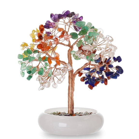 Magicmiracles Seven Chakra Crystal Healing Tree,Feng Shui Crystal Life Tree Home Decor,Office Desk Bonsai Decoration for Positive Energy