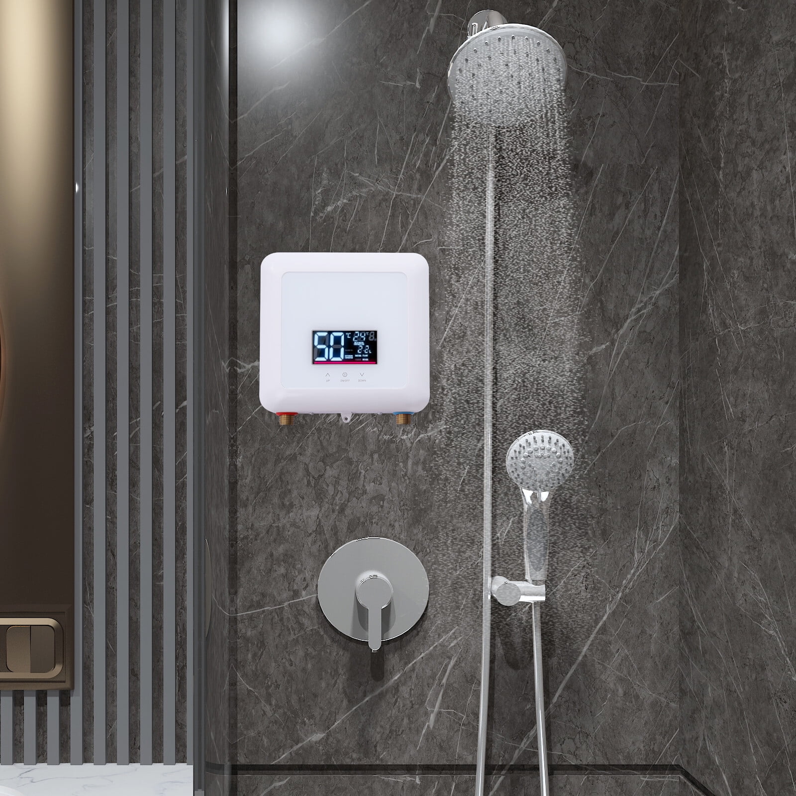5.5kw Tankless Water Heater Electric with Remote Control, Portable Mini Instant Hot Water Heater - 86°F-131°F Temperature Adjustment - Ideal for Home/RV Shower and Kitchen