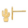 thumbnail image 1 of 14k Solid Yellow Gold Polished Cactus Post Earrings 9x5.5mm Wide Stud Earring for Women - .6 Grams, 1 of 2