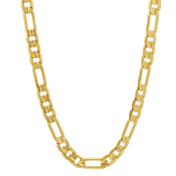5.5mm 14k Yellow Gold Plated Flat Figaro Chain Necklace, 24 inches