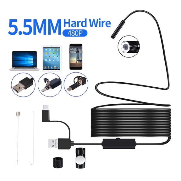5.5mm 7mm Endoscope Camera Flexible IP67 Waterproof Micro USB Type-C Inspection Camera PC 6 LED Adjustable , User-Friendly Borescopes