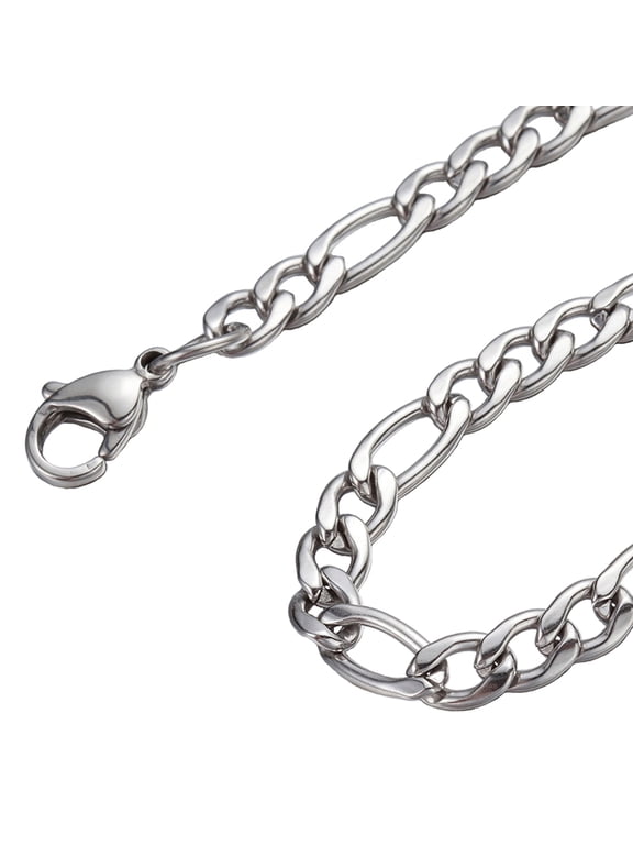 5.5mm-9.5mm 10"-100" Stainless Steel Figaro Chain Necklace