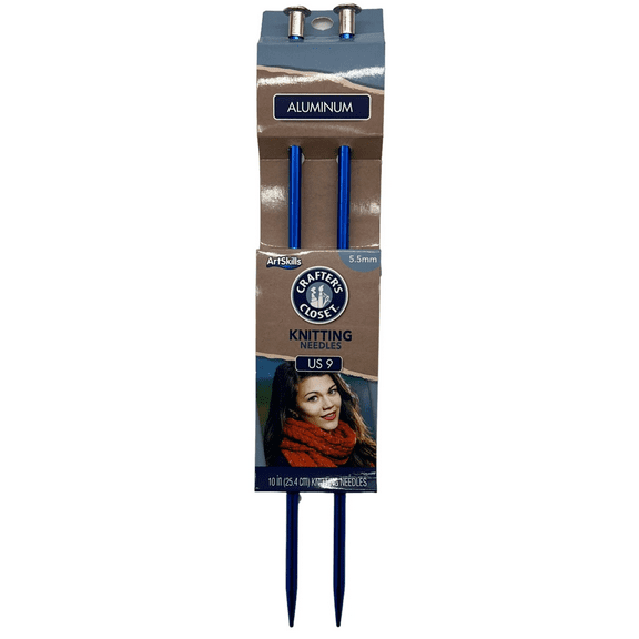 5.5mm Aluminum Knitting Needles, US 9, 10 in Long, Lightweight, Durable for Scarves, Clothing, Accessories, Home Decor, Planters, Great for Beginners, Pros, Easy to Use, Long Lasting, Blue