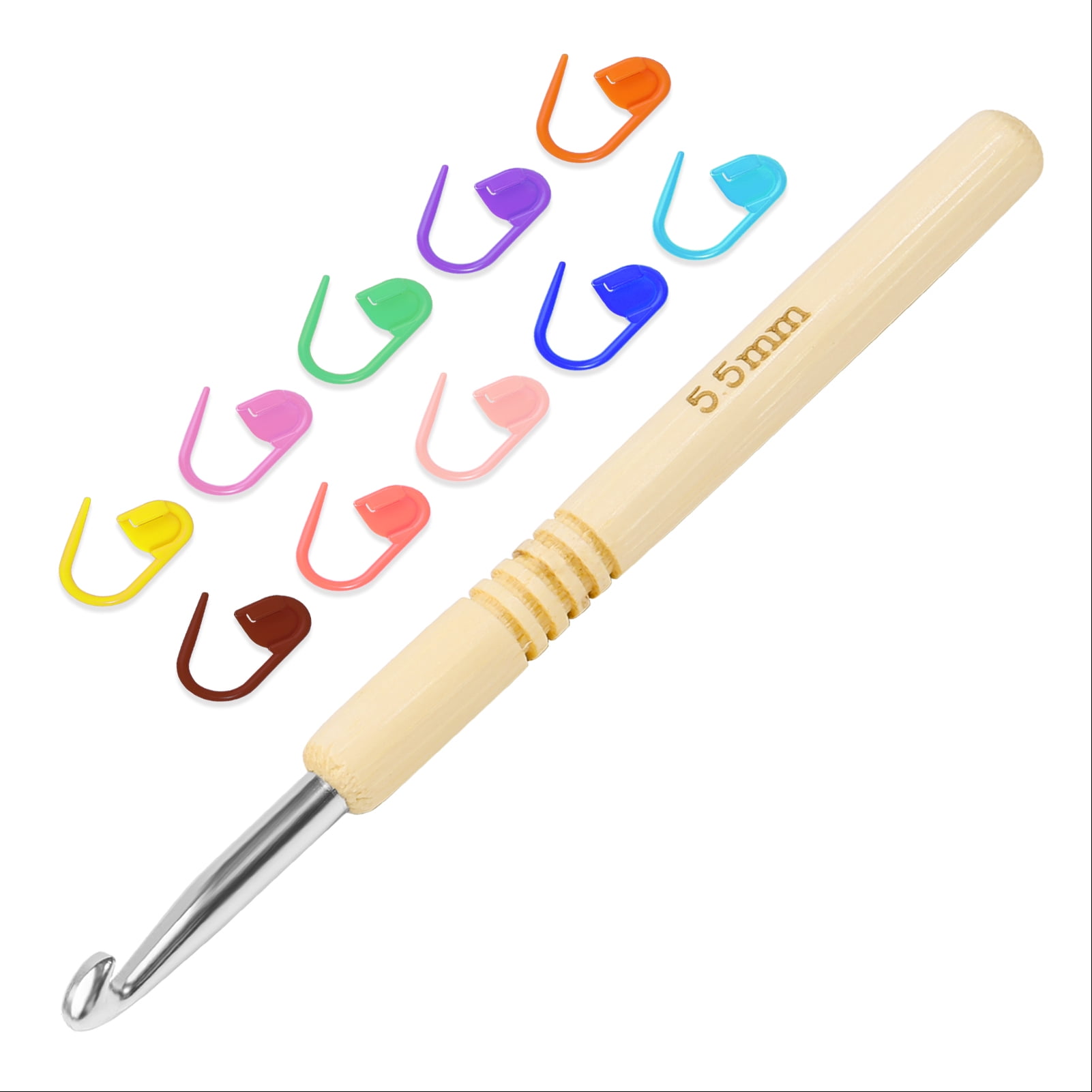 ZJchao Wooden Crochet Hooks Set – 5-Piece Ergonomic Handles For Crafting, Sewing Leather, Repairing Shoes & DIY Projects