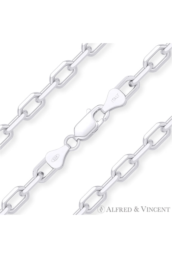 5.5mm D-Cut Anchor Cable Link Chain Bracelet in Solid .925 Sterling Silver