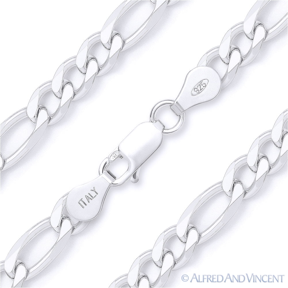 【5/19大特価】Figaro Wide Chain Bracelet 5.5mm Figaro / Figaroa Link Italian Chain Bracelet in Solid .925